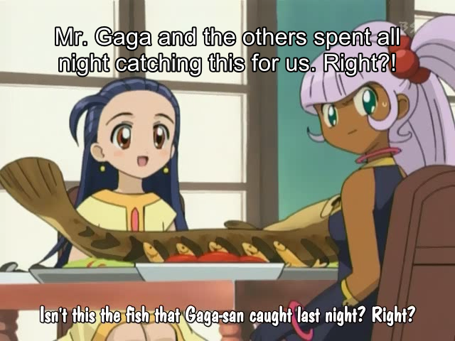 Isn't this the fish that Gaga-san caught last night? Right?